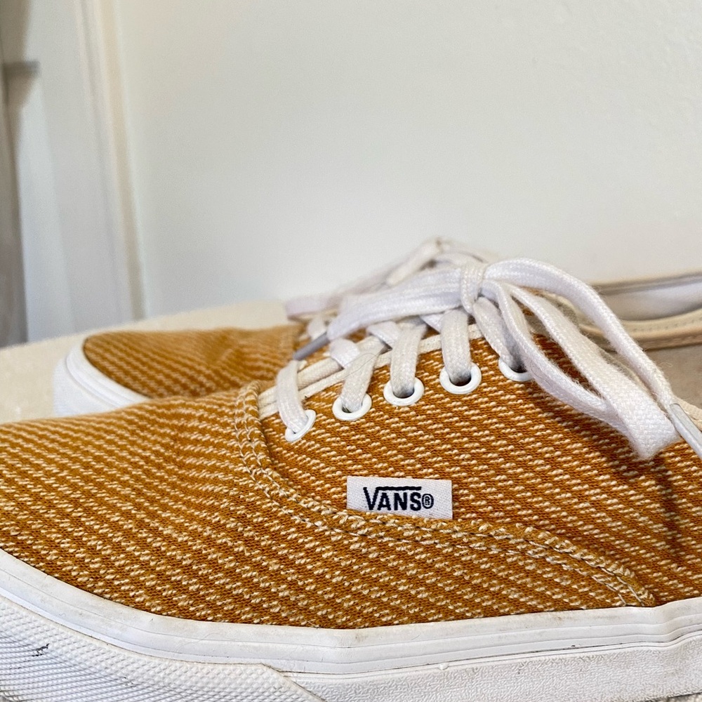 Vintage Van low top sneakers in textured gold w/ white stitching